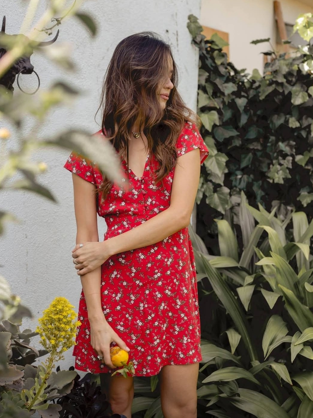 Sabrina Carpenter x Aeropostale Red Floral V-Neck Mini Dress